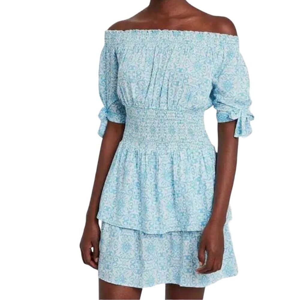 Melissa Odabash dress Camilla off the shoulder minidress blue X-Small XS